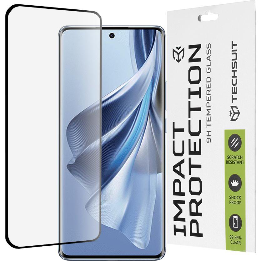 Techsuit - 111D Full Cover / Full Glue Glass / 3D Curved Screen - Oppo Reno10 - Black (1 pz., OPPO Reno 10), Pellicola protettiva smartphone, Nero