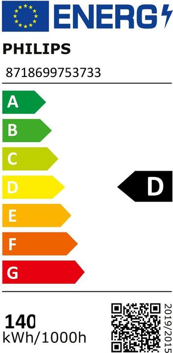 Energy Label Philips Professional True Force (E40, 140 W, 20000 lm, 1 x, D)