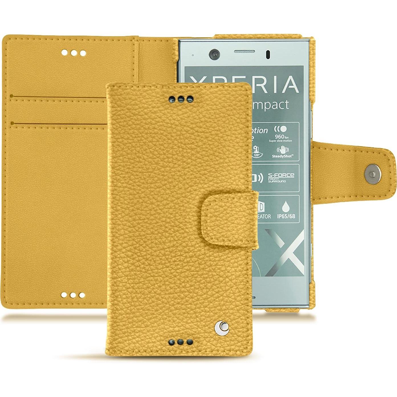 Noreve Lederschutzhülle Wallet (Sony Xperia XZ1 Compact), Smartphone Hülle, Orange