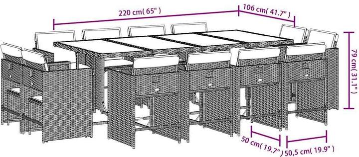 Produktbild vidaXL Garten Essgruppe (220 x 106 x 73 cm)