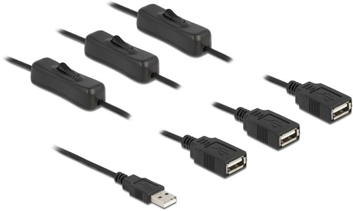 Produktbild Delock Kabel USB Typ-A Stecker zu 3 x USB Typ-A Buchse mit Schalter 1 m (1 m, 10 W)