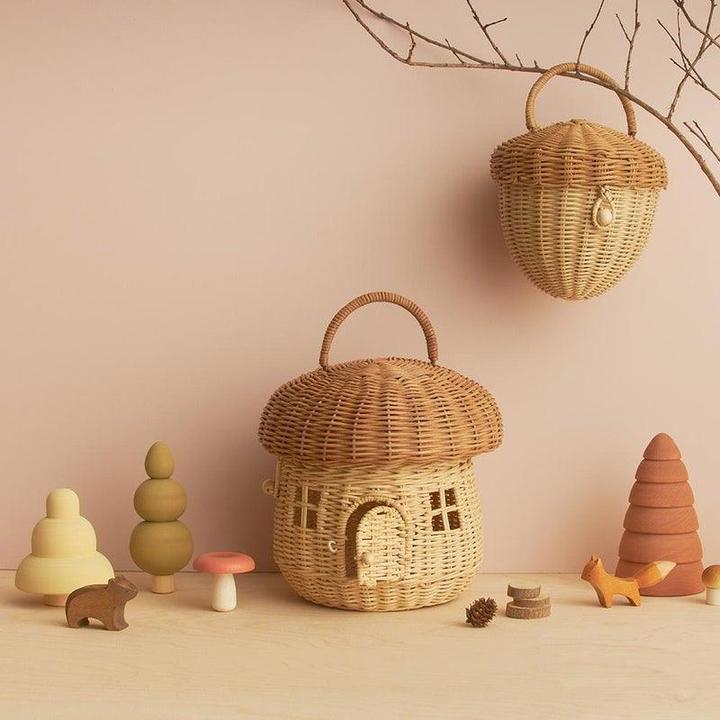Actual product image Olli Ella Preorder: rattan basket mushroom (22 x 22 x 13 cm)