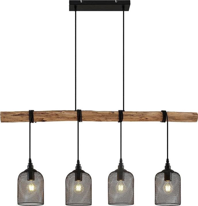 Immagine prodotto Lindby Lampada a sospensione Elrond 4 Nero/Legno (E27)