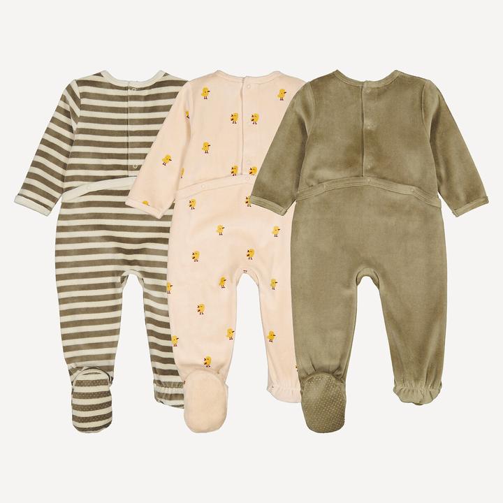 Produktbild La Redoute Collections 3er-Set einteiliger Schlafanzug aus Samt mit Küken-Motiv (68)