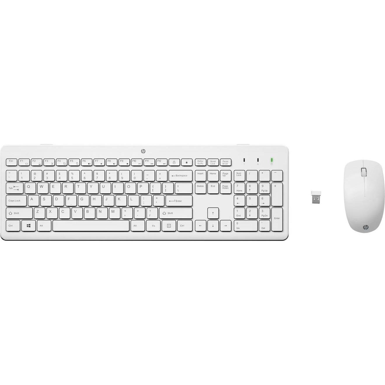 HP 230 Mouse e tastiere senza fili (Italiano, Senza fili), Tastiera, Bianco