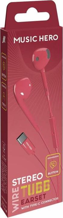 Produktbild SBS MUSIC HERO TUBB Stereo In-Ear Headset mit USB-C-Kabel rot (Kabelgebunden)