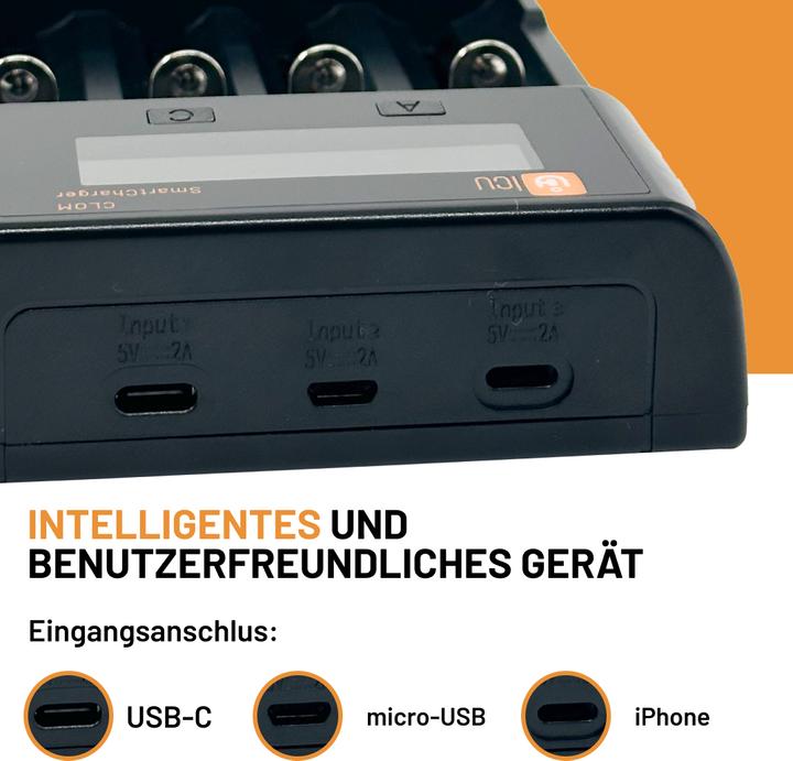 Actual product image ICUserver ICU SmartCharger Ladegerät LiIon, NiMH, NiCd 14500, 16340, 18350, 18650, 21700 (1 pcs., 14500, 16340, 18350, 18650, 21700, 26650, Chargers without battery)
