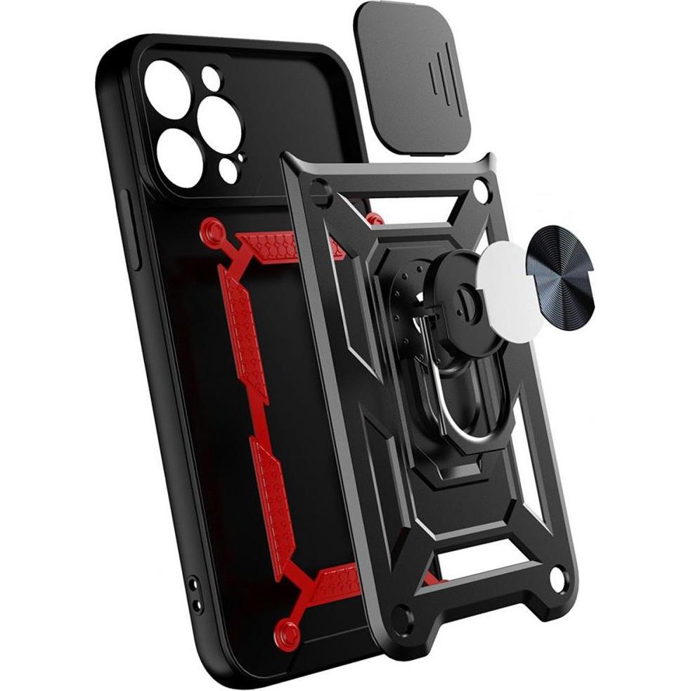 Hurtel Hybrid Armor Camshield Hülle für Realme 10 Pro gepanzerte Hülle mit Kameraabdeckung schwarz (Realme 10 Pro), Smar...