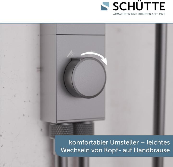 Produktbild Schütte Regendusche Bad LA PALMA Überkopfbrause-Set Graphit matt Duschsystem Regenbrause 60687