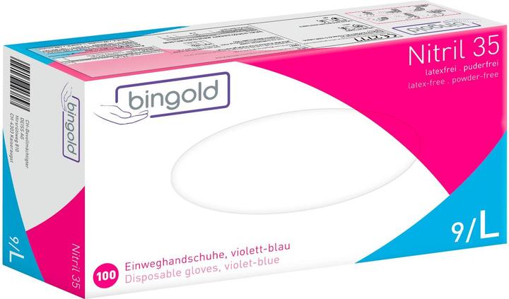 Actual product image Bingold Nitrile 35PLUS blue nitrile gloves - L / Blue (L)