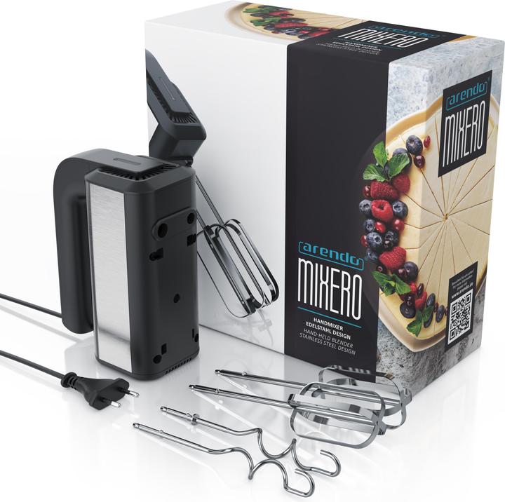 Produktbild Arendo Handmixer, Handrührgerät, 5 Geschwindigkeiten, inkl. 2 Rührbesen & 2 Knethaken, Handrührer 350 W (350 W)