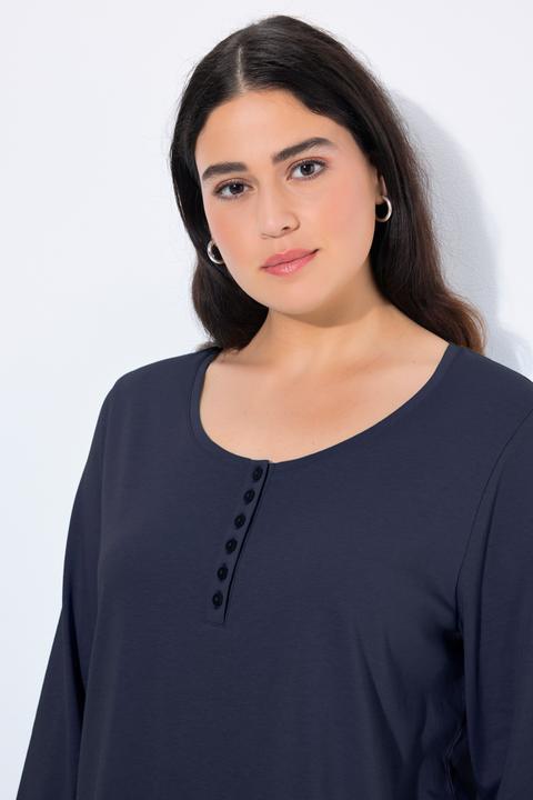 Actual product image Ulla Popken Basic Long Sleeve Round Neck Henley Tee (54)