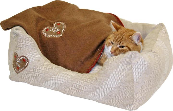 Produktbild Kerbl Kuschelbett LOVE YOU, beige 47x37x17cm 50x40cm (Hund, Katze)