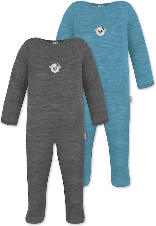 Normani 2er Pack MERINO Baby Merino Strampler „Levin" - 9413