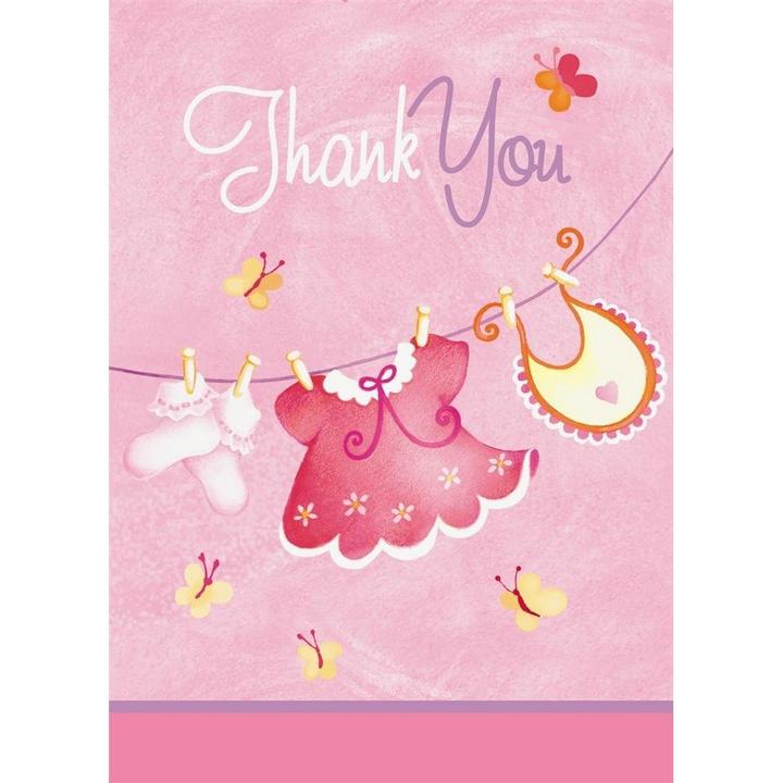 Actual product image Unique Party Clothesline Baby Shower Thank You Card (Pack of 8) (8 pcs.)