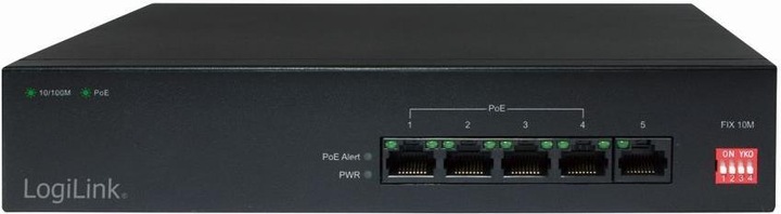 Produktbild LogiLink Desktop Fast Ethernet PoE Switch, 5-Port bis zu 15,4 Watt pro Port, kompatibel mit IEEE 802.3af (5 Ports)