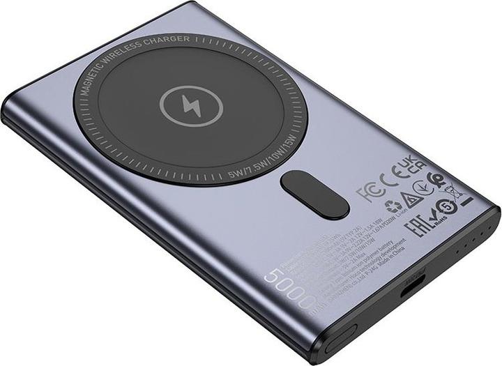 Actual product image Hoco - Q32 Bird PD20W Wireless Magnetic Power Bank, 5000mAh für Smartphones und Tablets, dunkelgrau (5000 mAh, 20 W, 19.25 Wh)