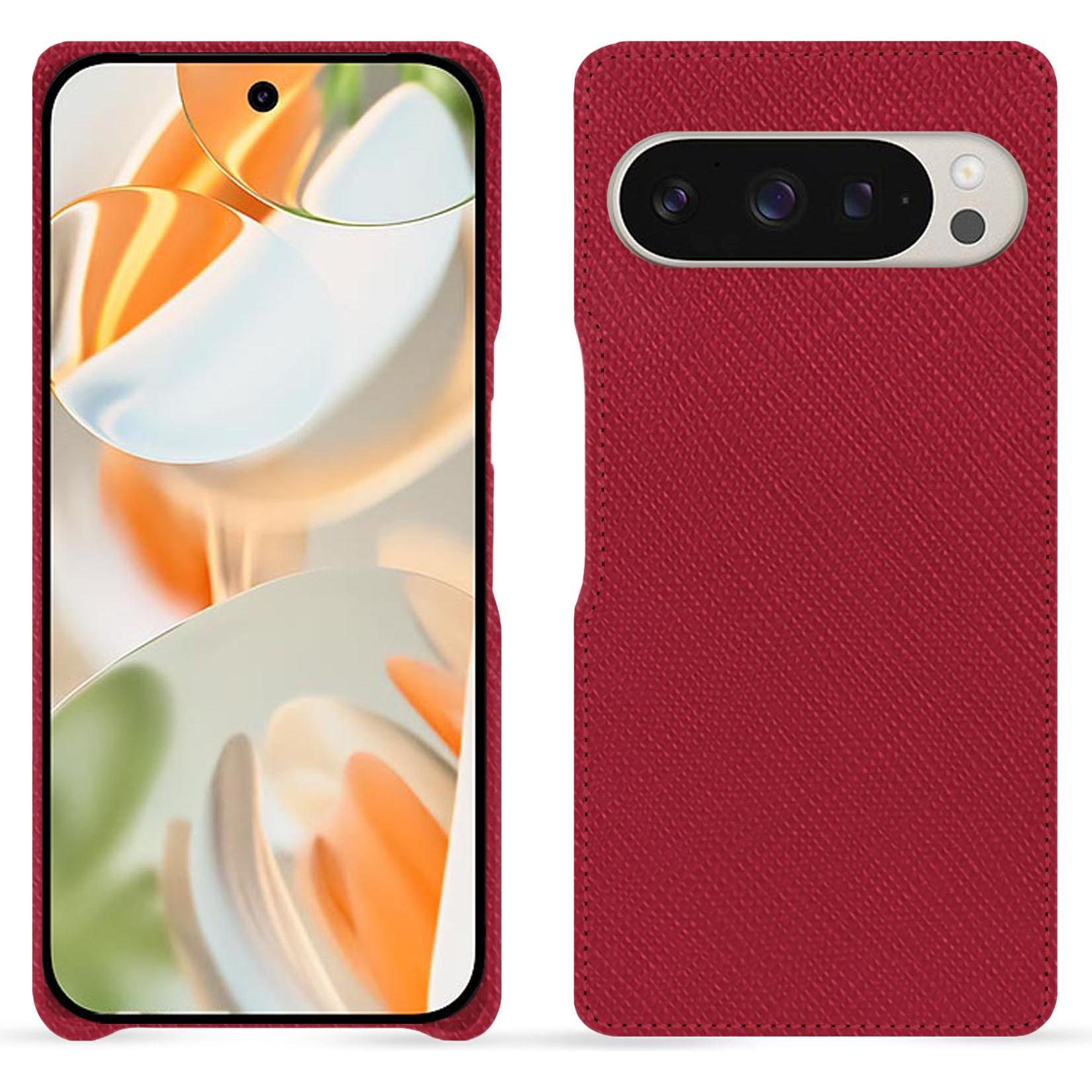 Noreve Lederschutzhülle (Google Pixel 9 Pro), Smartphone Hülle, Rot