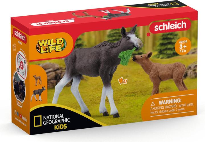 Actual product image Schleich Moose cow with calf (NatGeo)