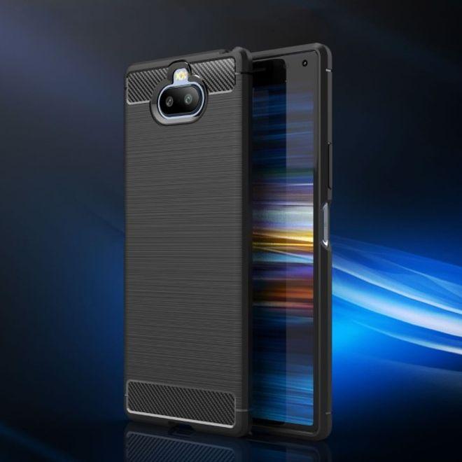 MU Style Carbon Fiber TPU Softcase Series (Sony Xperia 8), Smartphone Hülle, Schwarz