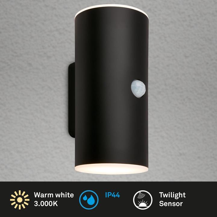 Image du produit Briloner Applique murale d'extérieur à LED rechargeable,capteur,noir,2xLED/6W (700 lm, IP44)