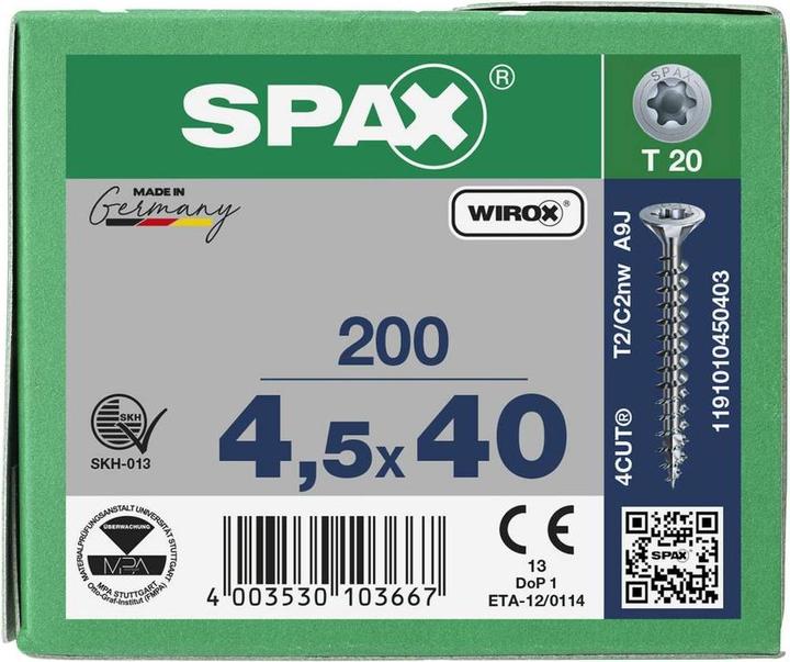 Produktbild Spax Senkmultikopf T-Star Plus T20 Vollgewinde Wirox (200 Schrauben pro Stück)