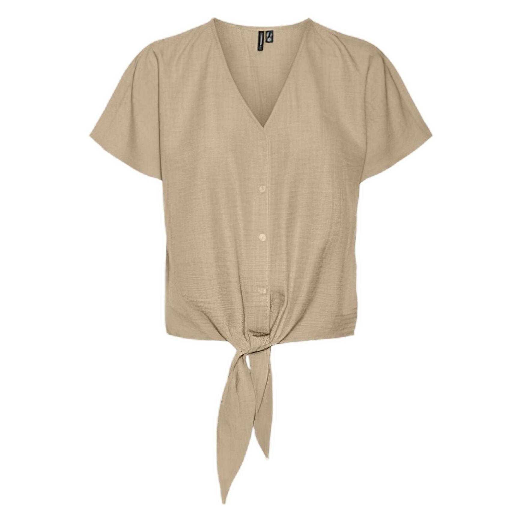 Vero Moda, Damen, Blusen, Vmmelony S/S Knot Top Wvn Exp Ga, Braun, (S)