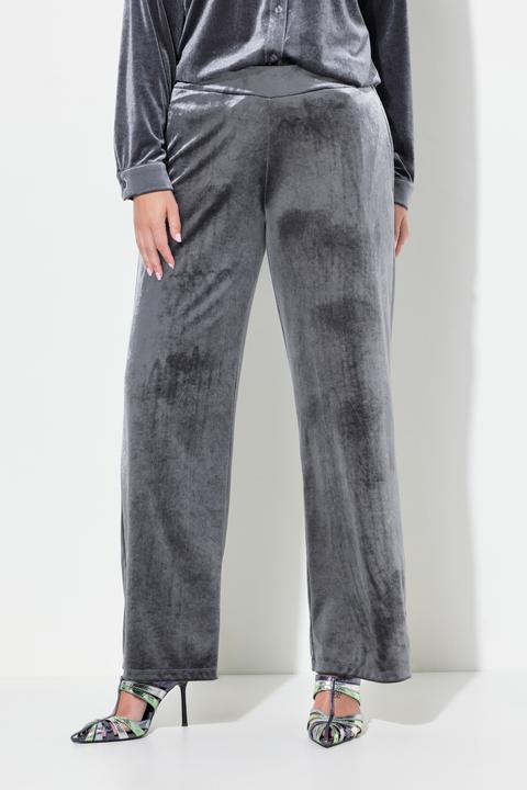 Actual product image Miamoda Velvet pants with wide legs and semi-elastic waist (50)
