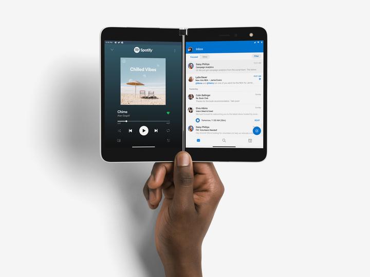 Produktbild Microsoft Surface Duo Qualcomm Snapdragon 855 5.6inch 6GB 128GB LTE Android 10 Projekt MSD (P) (128 GB, Glacier, 5.60", Dual SIM)