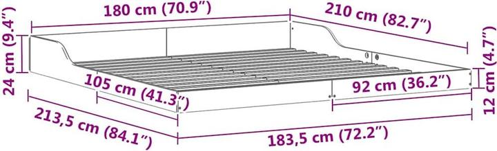 Actual product image vidaXL Plattformbettgestell (180 x 210 cm)