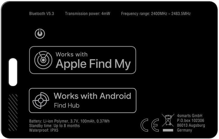 Produktbild 4smarts Standort-Finder SkyTag Card Duos ReCharge black (Android, iOS, iPadOS)
