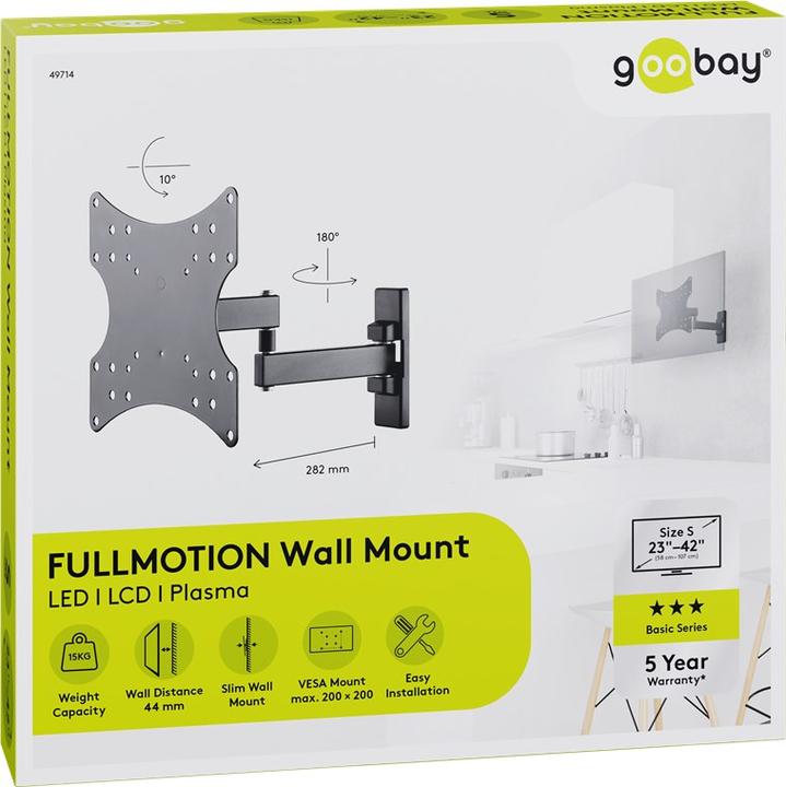 Productafbeelding Goobay Basic Fullmotion S (Muur, 42", 15 kg)