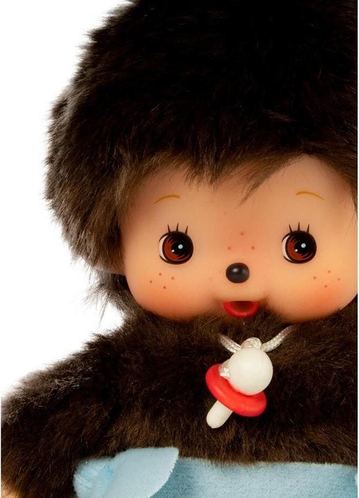 Actual product image Monchhichi Sekiguchi 235370 Original Bebichhichi boy, made of brown plush, with blue diaper, approx. 15 cm (15 cm)