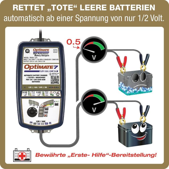 Produktbild Tecmate 7 batterij tester-lader 12v-24v 10a-5a (12V, 24V, 10 A)