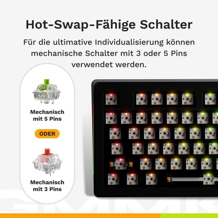 Produktbild Glorious GMMK 3 100 % Custom Gaming-Tastatur - Pre-Built, ISO (DE), Fox Switches, schwarz (DE, Kabelgebunden)