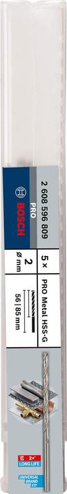 Actual product image Bosch Professional Zubehör PRO Metal HSS-G twist drill, 2 x 56 x 85 mm (2 mm)