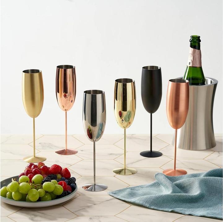 Produktbild Oak & Steel Edelstahl Sektgläser Rosegold matt 4er-Set (28.50 cl, 4 Gläser, Sektgläser)