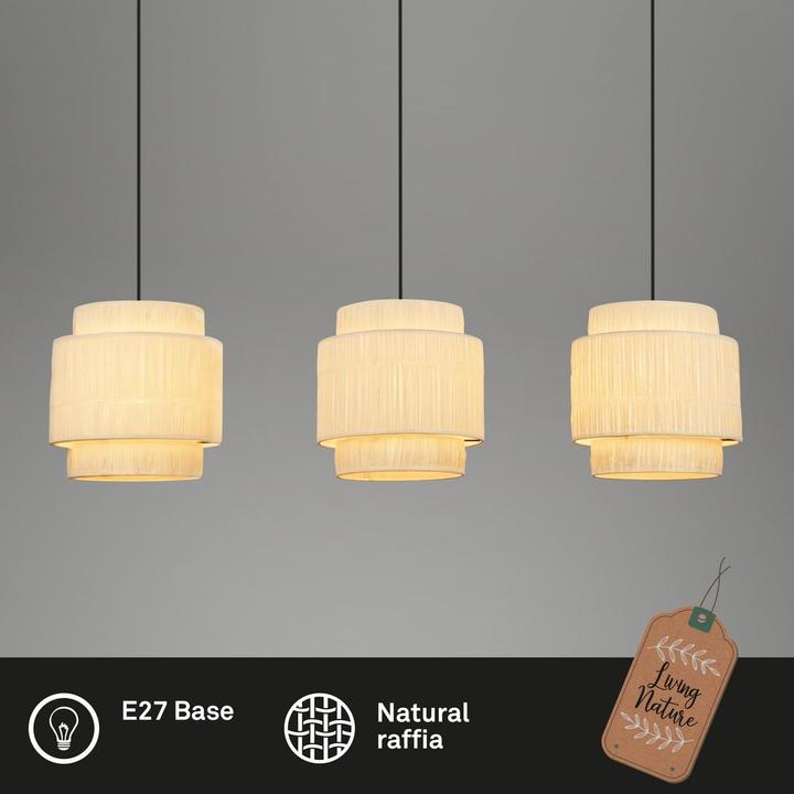 Image du produit Briloner Suspension, noir / naturel, excl.3x E27/max. 10W (E27)