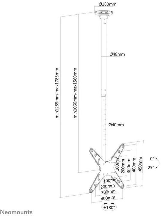 Produktbild Neomounts Flachbildschirm-Deckenhalterung (Decke, 75", 50 kg)