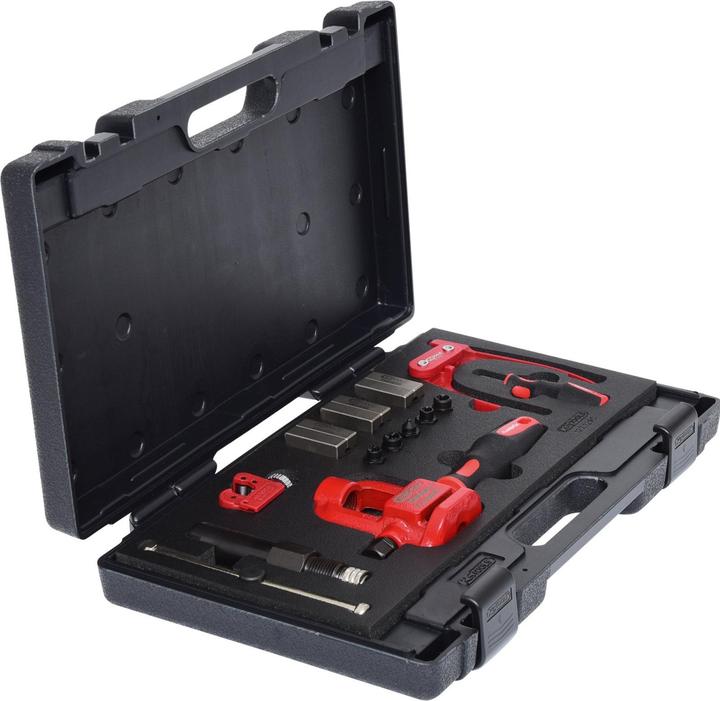 KS Tools FLAREFIX 1 Universal-Bremsleitungs-Bördelgerät-Satz mit Hydraulik-Spindel, 16-tlg