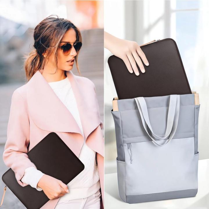 Image du produit Tech-Protect Fleece-Laptoptasche 13-14" - Braun (14", Universel)