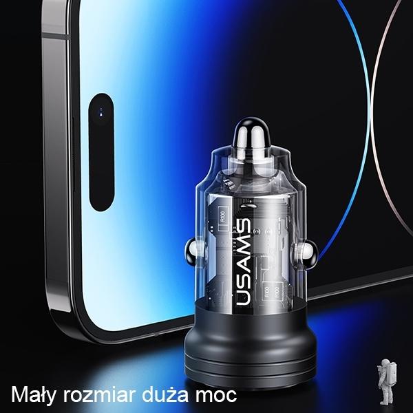 Produktbild Usams Ład. sam. C35 USB+USB-C 45W Fast Charge czarny/black CC175CC01 (US-CC175)