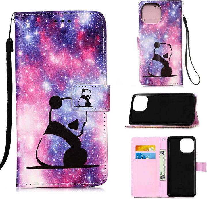 Produktbild Ueli Express iPhone 13 Pro Max Buch Etui Tasche mit Kartenfach Sternen Panda (Apple iPhone 13 Pro Max)