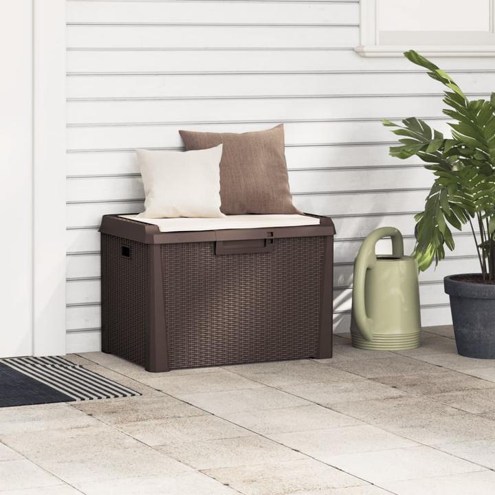 Immagine prodotto VidaXL Gartentruhe mit Sitzkissen Braun 125 L PP,Farbe: Braun