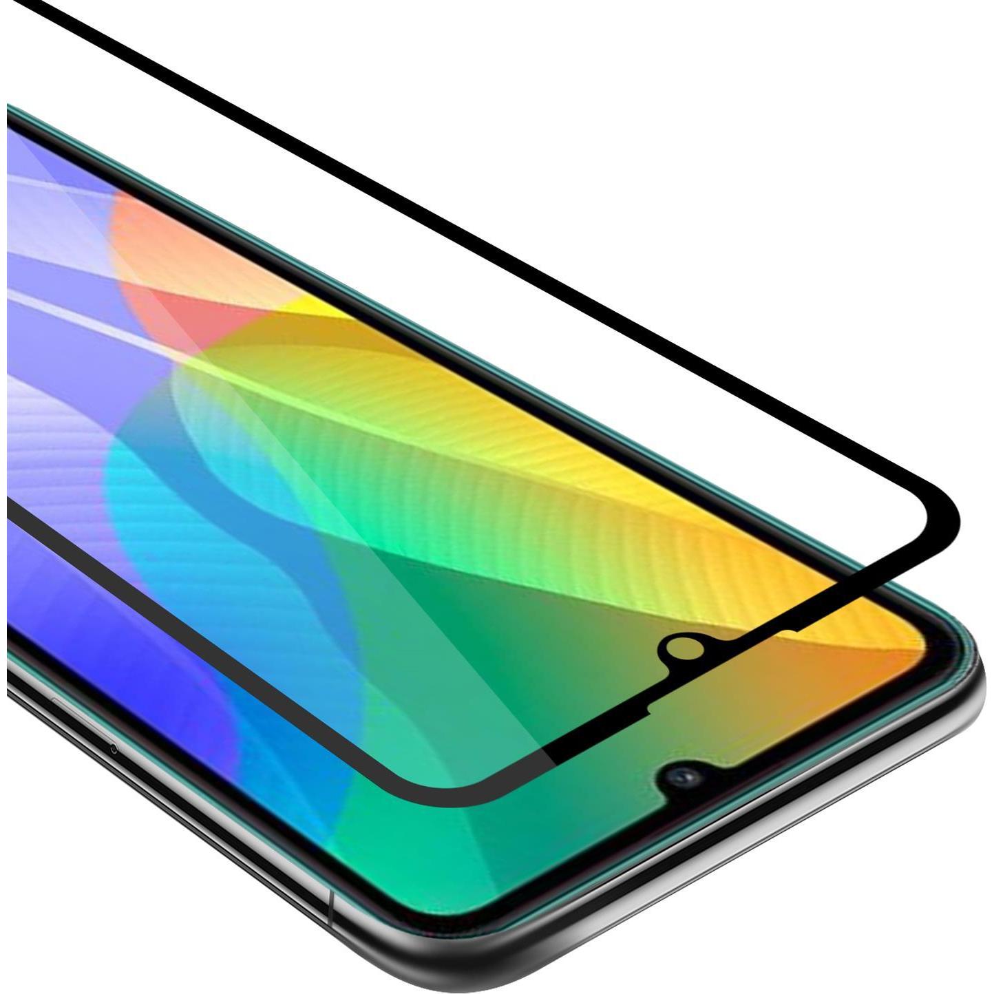 Cadorabo Vollbild Displayschutzglas (1 Stück, Huawei Y6p), Smartphone Schutzfolie, Schwarz