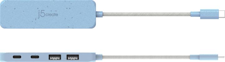 Produktbild j5Create Umweltfreundlicher USB-C-zu-Hub Typ C & Typ A Gen 2 mit 4 Anschlüssen, USB 3.2 Gen 1 (3.1 G (USB-C, 4 Ports)