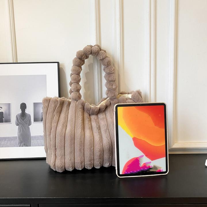 Immagine prodotto Only-Bags.Store Borsa tote in felpa, borsa a tracolla leggera e capiente, borsa versatile in tinta unita per i