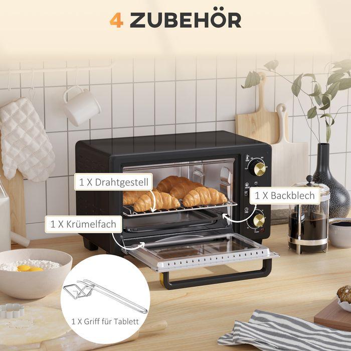 Immagine prodotto Swisshandel24 Minibackofen 16 L 1400W Mini Backofen 100-230℃ 60 Min. Timer Schwarz