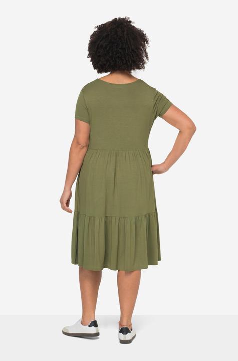 Actual product image Janet & Joyce Jerseykleid, Rundhals, Halbarm, Saum-Volants (48)