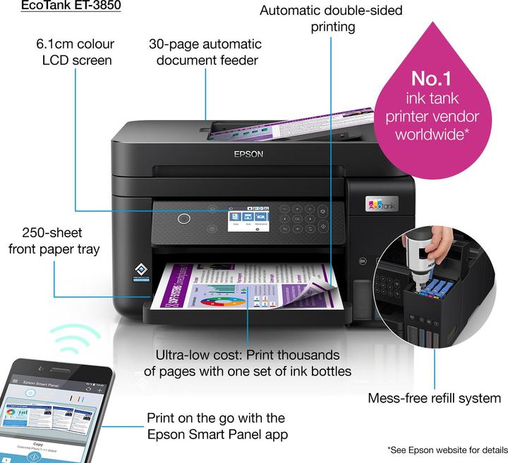 Immagine prodotto Epson EcoTank ET-3850 (Eco-Tank)